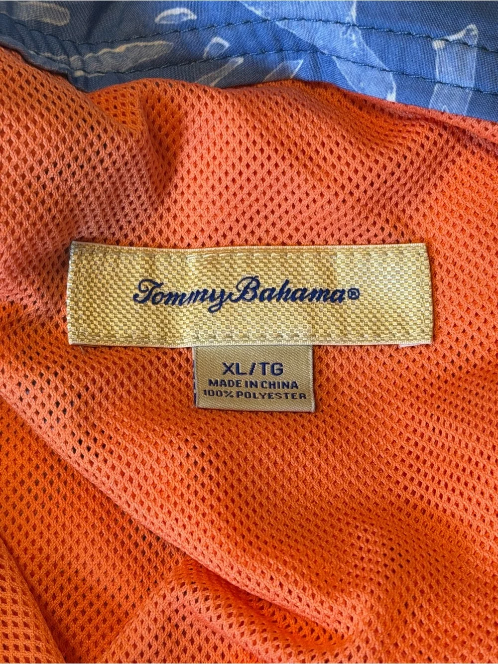Tommy Bahama Men’s size XL Blue Tropical Swim Trunks Mesh Lined Marlin Logo